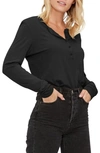 Michael Stars Jayla Shirttail Henley In Black