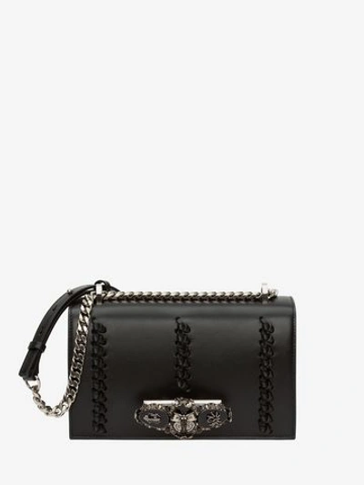 Alexander Mcqueen Butterfly Jewelled Satchel 手袋 In Black