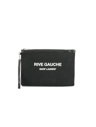 Saint Laurent Black Rive Gauche Leather Clutch Bag