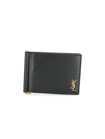 Saint Laurent Monogram Money Clip Wallet In Black