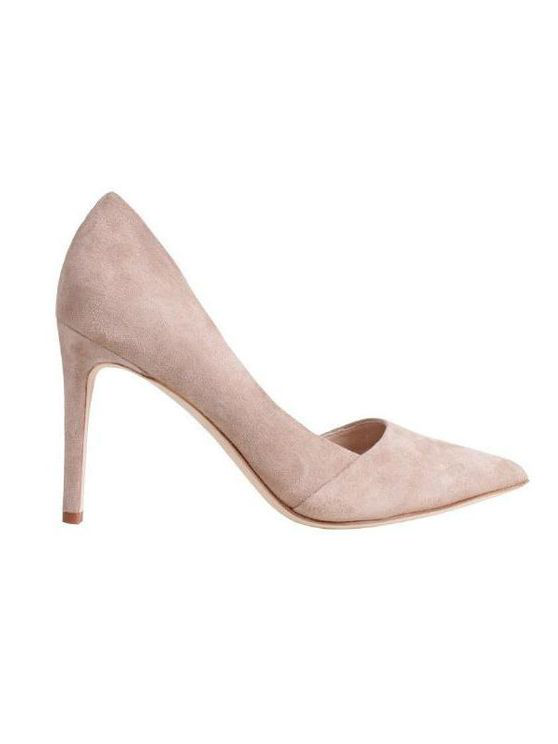 beige mid heel court shoes