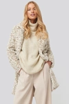 NA-KD FOLDED SLEEVE TURTLE NECK KNITTED SWEATER - WHITE