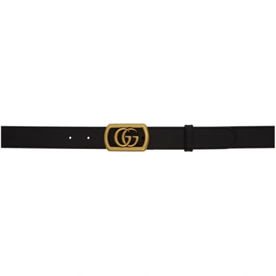Gucci Leather Belt With Framed Double G In Black