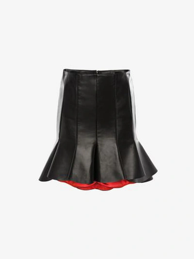 Alexander Mcqueen Bi-color Leather Mini Skirt In Black/lust Red
