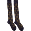 GUCCI BLUE & GOLD LAMÉ GG SOCKS