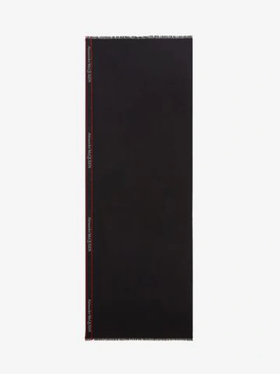 Alexander Mcqueen Selvedge Scarf In Black/red