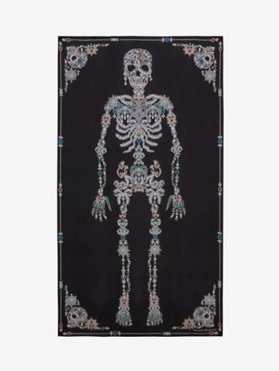 Alexander Mcqueen Treasure Skeleton 披巾 In Black/ivory