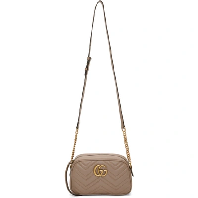 Gucci Taupe Small Gg Marmont 2.0 Camera Bag In 5729 Porcel