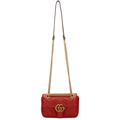 Gucci Red Mini Gg Marmont 2.0 Shoulder Bag In 6433 Red