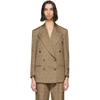 GUCCI GUCCI BEIGE WOOL GG DOUBLE-BREASTED BLAZER