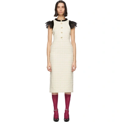 Gucci Off-white Wool Tweed Short Dress In 9893 Ivory