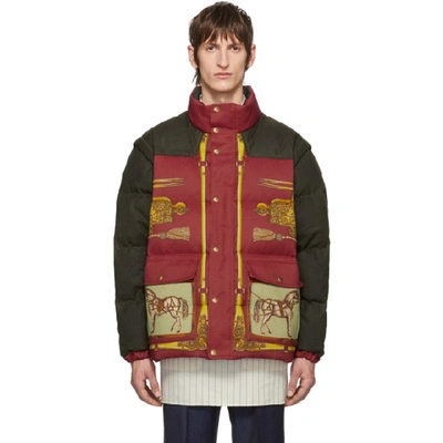 Gucci Men's Baroque-pattern Puffer Coat In 5094 Magent