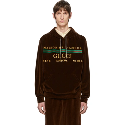 Gucci Brown Cotton Chenille Hoodie In 2073 Chocol