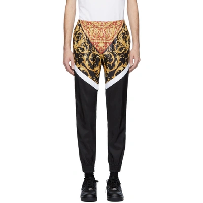 Versace Panelled Baroque Print Track Pants In Black,yellow,white