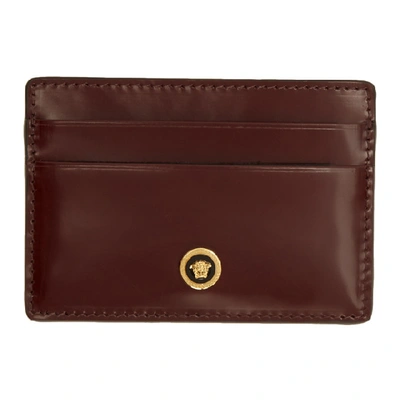 Versace Burgundy Patent Medusa Card Holder In K4soh Burgu