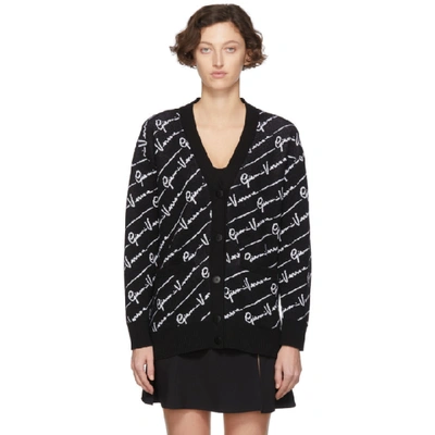 Versace Gv Signature Print Wool Cardigan In A2024 Black