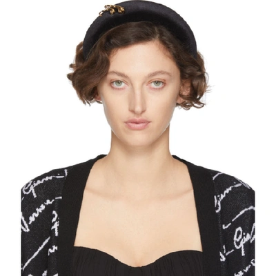 Versace Safety Pin Embellished Headband In Black