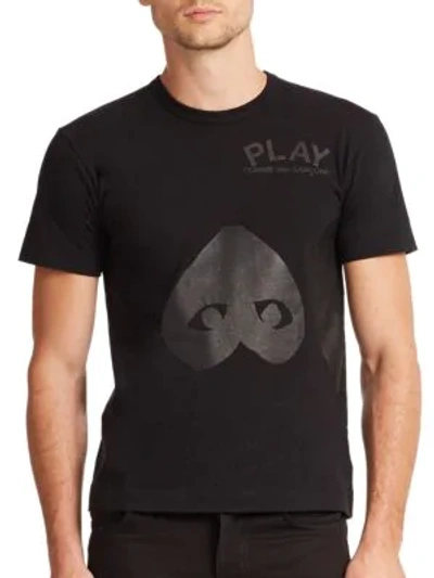 Comme Des Garçons Play Men's Two Hearts Print Graphic Tee In Black