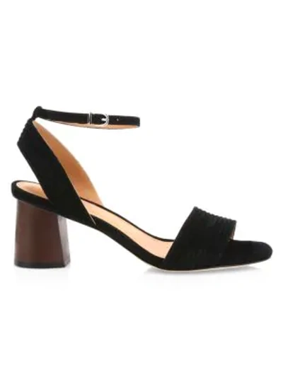 Joie Malant Ribbed Suede Sandals In Black