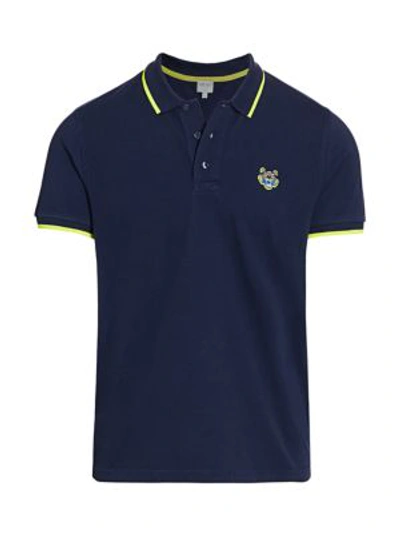 Kenzo Tiger Cotton Polo In Ink