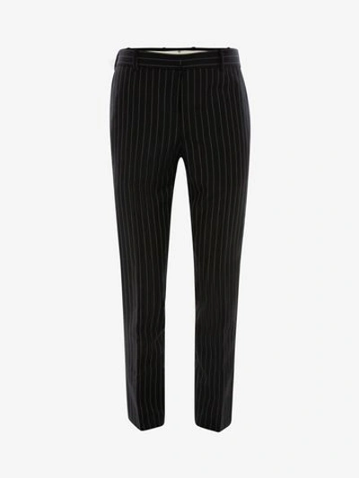 Alexander Mcqueen Pinstripe Trousers In Black/white