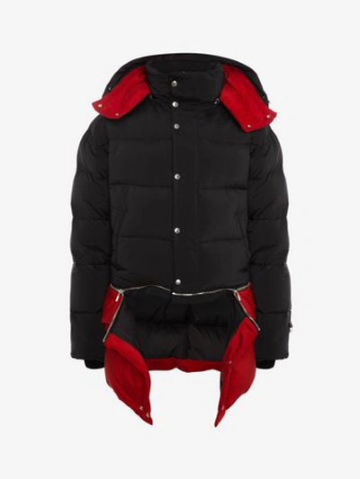 Alexander Mcqueen Deconstructed Quilted Down Jacket In Black