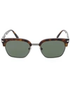 PERSOL Havana and Green Half Rim Acetate Sunglasses