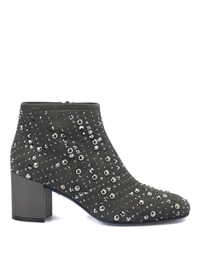 Loriblu Suede Studded Ankle Boot In Grey