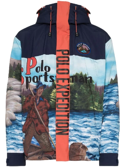 Polo Ralph Lauren Expedition Print Zipped Jacket In Blue