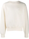 Ami Alexandre Mattiussi White Ami Paris Sweatshirt With Tone On Tone Logo In Neutrals