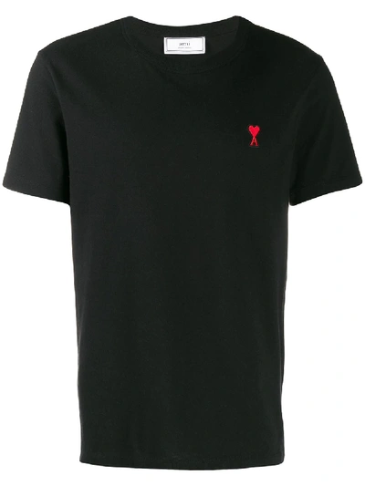 Ami Alexandre Mattiussi Ami Paris Ami De Coeur Embroidered T-shirt In Black