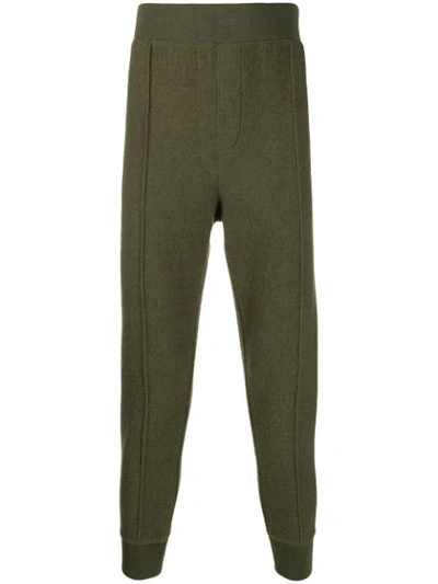 Ami Alexandre Mattiussi Boiled Wool Track Pants In Green