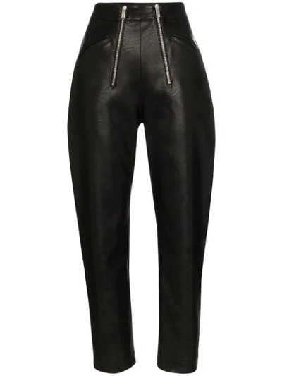 Stella Mccartney Leather-effect High-waisted Trousers In Black