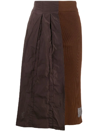A-cold-wall* Half Pleat Asymmetric Skirt In Brown