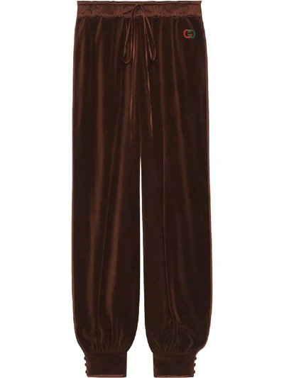 Gucci Chenille Track Bottoms In Brown