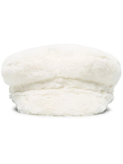 Ruslan Baginskiy Faux Fur Baker Boy Hat In White