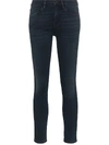 Frame Le Skinny De Jeanne Cropped Distressed Mid-rise Jeans In Blue
