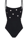 ANEMONE NARCISSUS FLORAL EMBROIDERY SWIMSUIT