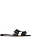 CHLOÉ TWIST-STRAP LEATHER SLIDES