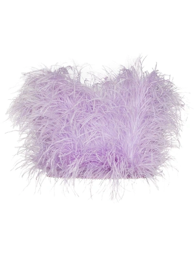 Attico Ostrich Feather Bandeau Top In Violet