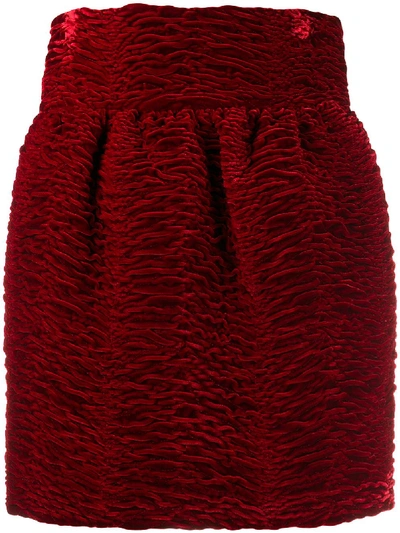 Saint Laurent Ruffled Mini Skirt In Red