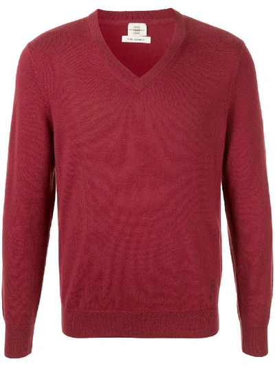 Kent & Curwen Cashmere V-neck Pullover In Red