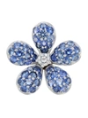 MIO HARUTAKA BLUE SAPPHIRE & DIAMOND FLOWER EARRING,MHEAFLWBL