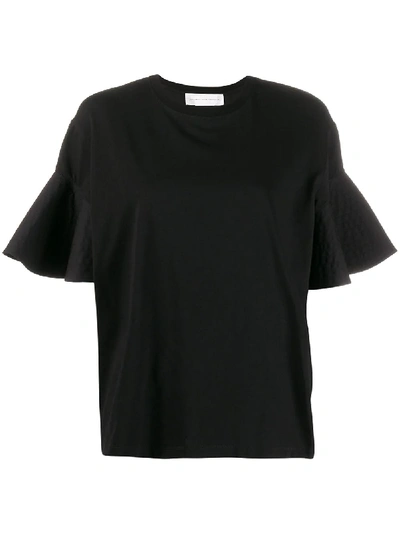 Victoria Victoria Beckham Flounce Sleeve T-shirt In Black