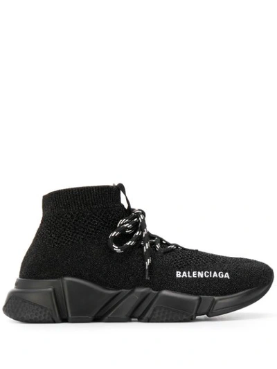 Balenciaga Black Lace-up Speed Sneakers