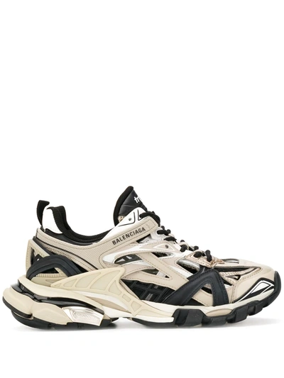 Balenciaga Track 2 Logo-detailed Metallic Mesh And Rubber Trainers In Beige