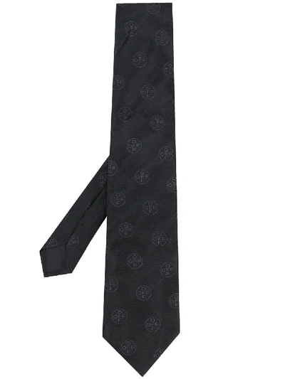 Off-white Logo Print Necktie In 黑色