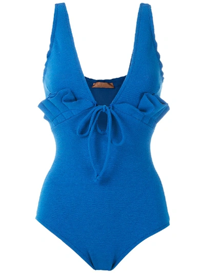 Clube Bossa Nineta Ruffled Swimsuit In Blue