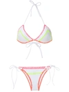 Brigitte Crochet Neon Trim Bikini Set In White