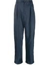 Valentino Technical Fabric Pleated Trousers In 蓝色